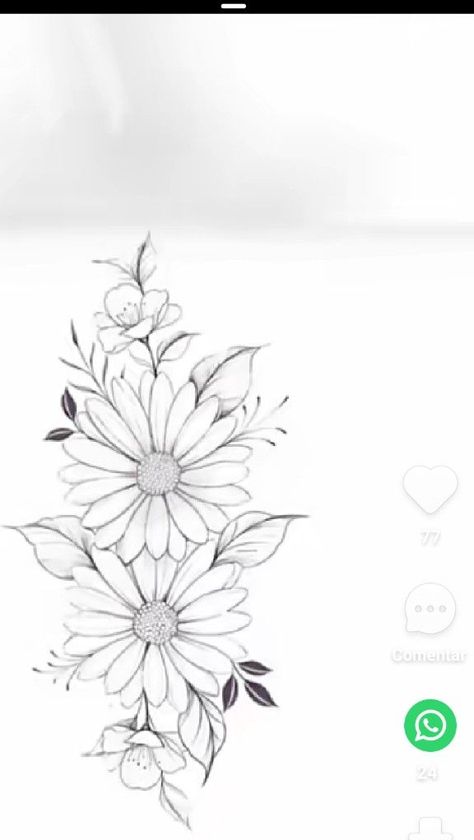 Daisy Tattoo Outline, Daisy Tattoo Stencil, Daisy Sweet Pea Tattoo, Simple Thigh Tattoos Women, Sweat Pea Tattoo, Serious Tattoos, Thigh Tattoo Simple, Pretty Flower Drawing, Aster Flower Tattoo