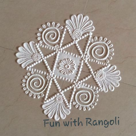 White Colour Rangoli, Tuesday Rangoli, White Rangoli, Diwali Crafts, Unique Rangoli, Border Rangoli, Dot Rangoli, Very Easy Rangoli Designs, Rangoli Designs Photos