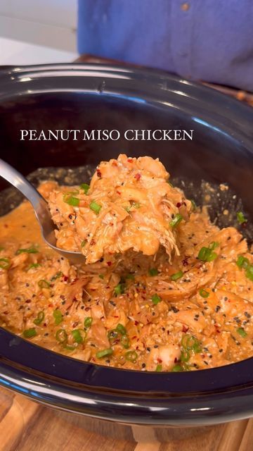 Tom Walsh on Instagram: "Peanut Miso Chicken

Stealth Health Slow Cooker Meal Prep Series,
Season 2, Episode 3

Per Rice Bowl (Makes 7):
610 Calories
50g Protein
67g Carbs
16g Fat

Per 4oz serving (meat only, makes 12):
210 Calories
26g Protein
7g Carbs
9g Fat

The Slow Cooker Meal Prep Series is officially back!

New recipes coming every week. Stay tuned for the launch of my Slow Cooker Cookbook, coming later this year 🙌

Ingredients:
48oz boneless skinless chicken thighs

Peanut Miso Sauce:
120g (8 Tbsp) peanut butter
60g (4 Tbsp) white miso paste 
60g (4 Tbsp) soy sauce
40g (2.5 Tbsp) maple syrup 
30g (2 Tbsp) rice vinegar 
20g (4 tsp) grated ginger
20g (4 tsp) grated garlic 
Red chili flakes, black pepper & sesame seeds to taste

Add half of Peanut Miso sauce before cooking, half afte Peanut Miso Chicken, Peanut Miso Chicken Crockpot, Stealth Health Recipes, Slow Cooker Meal Prep, Stealth Health, 50g Protein, Frozen Burritos, Miso Chicken, Miso Sauce