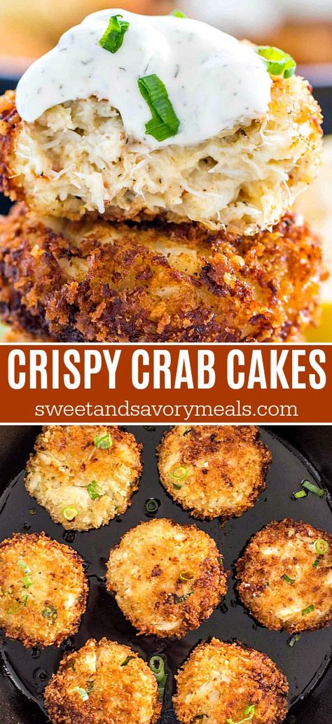 Easy Crab Cakes, Crispy Crab Cakes, Zucchini Pommes, Crab Cakes Easy, Crab Cake Recipes, Savory Meals, Best Seafood Recipes, Crab Recipes, Seafood Dinner