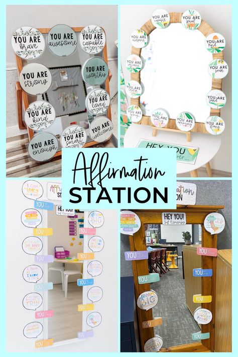 Class Corner Ideas, Elsa Classroom Display, Self Esteem Mirror, Positive Affirmation Mirror Classroom, Calming Corner Classroom Middle School, Affirmation Corner, Nurture Classroom, Ks1 Displays, Nursery 2024