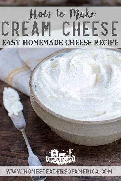 Homemade Cream Cheese Recipe, Cream Cheese Homemade, Cheese Recipes Homemade, Cream Cheese Recipe, Goat Milk Recipes, Homemade Cream Cheese, How To Make Cream, Diy Cream, Make Cream Cheese