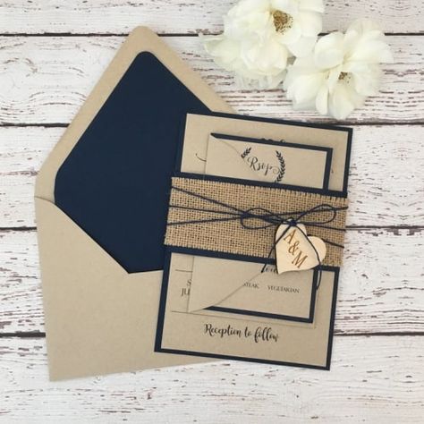 11 Handmade Wedding Invitations We Absolutely Adore! - Love & Lavender Heart Invitation, Bodas Boho Chic, Purple Invitation, Burlap Wedding Invitations, Kraft Wedding Invitations, Rustic Invitation, Wedding Invitations With Pictures, Heart Wedding Invitations, Navy Blue Wedding Invitations