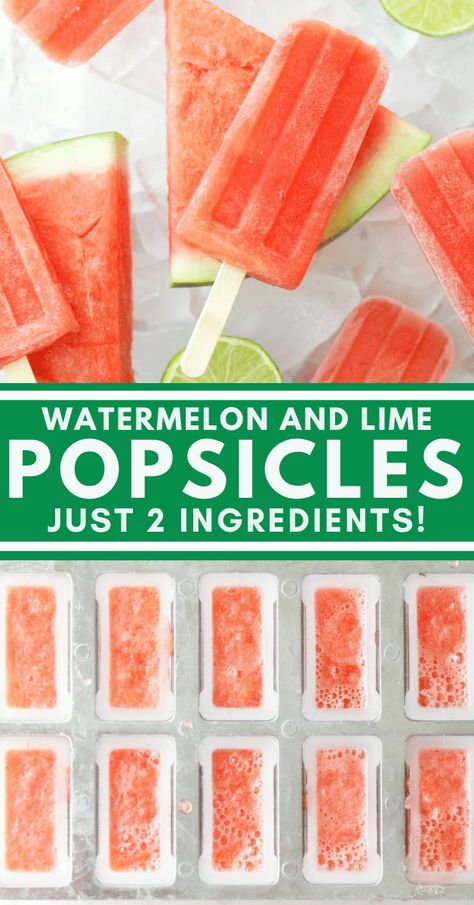 Homemade watermelon and lime popsicles are super yummy and thirst quenching. These pops are such a fun and easy healthy treat for Summertime! Making your own popsicles with real fruits, you can avoid all of the dyes, artificial flavorings and sweeteners you typically find in store-bought popsicles. This recipe is about as simple and healthy as you can get because it literally just calls for watermelon and a hint of fresh squeezed lime juice for a little kick! Healthy Fudgesicles, Watermelon Popsicles Recipe, Easy Popsicle Recipes, Lime Popsicles, Healthy Summer Treats, Easy Popsicles, Watermelon Pops, Watermelon Popsicles, Healthy Homemade Snacks