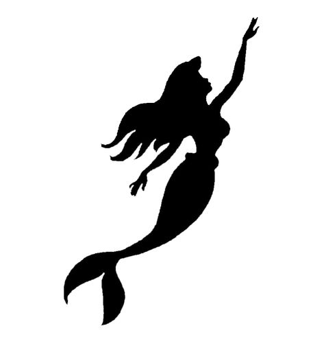 Disney Stencils, Ariel Silhouette, Disney Princess Silhouette, Disney Silhouette, Disney Silhouettes, Ariel Disney, Princess Silhouette, Disney Tattoo, Mermaid Tattoo