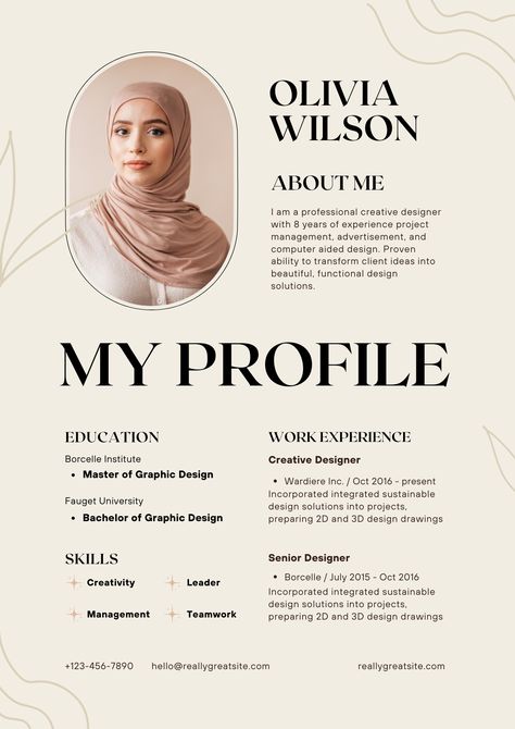 Use this customizable Beige Modern with Abstract Element Creative Resume Template and find more professional designs from creavora at canva Artistic Resume Design, Resume Template Graphic Design, Canva Cv Templates, Resume Template Aesthetic, Cv Design Creative Professional, Biodata Template Aesthetic, Cv Graphic Designers, Cv Design Graphique, Resume Aesthetic