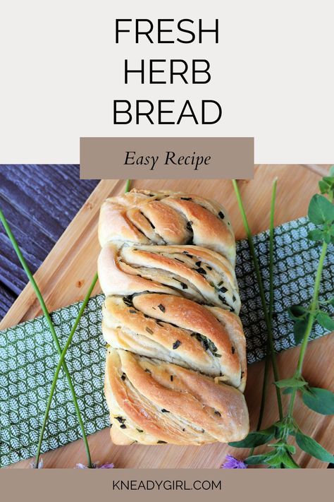 Highlight the herb garden harvest with this easy to make and beautiful fresh herb bread. Use whatever herbs you have growing in this rich and buttery loaf perfect for any savory meal. Get the full recipe on my blog. Sage Bread Recipe, Sage Bread, Herb Bread Recipe, First Bread Recipe, Basic Bread Recipe, Savory Bread Recipe, Herb Bread, Easy Homemade Pizza, Swirled Bread