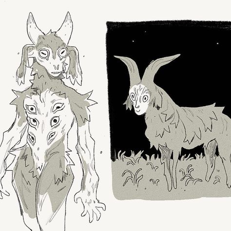 ELI SPENCER on Instagram: “working on things ✨ i love that medieval demon body-horror borders on comical. i miss funny demons!! with faces on their butts!!! buncha…” Medieval Demon, Eli Spencer, Body Horror, A Goat, Goats, Borders, I Love, Funny, Instagram