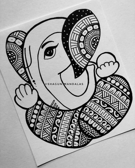 Mandala Artist | Shagun Goyal | Seek his blessings and find your path ✨✨ - Book a one to one session with me to learn Ganesha mandala art ♥️ DM for price and timing!… | Instagram Easy And Cute Mandala Art, Ganpati In Mandala Art, Mandala Art With Ganesha, Gods Mandala Drawing, Easy Cute Mandala Art, Book Mandala Art, Krishna Drawing Mandala Art, Ganesh Chaturthi Mandala Art, New Mandala Art Design