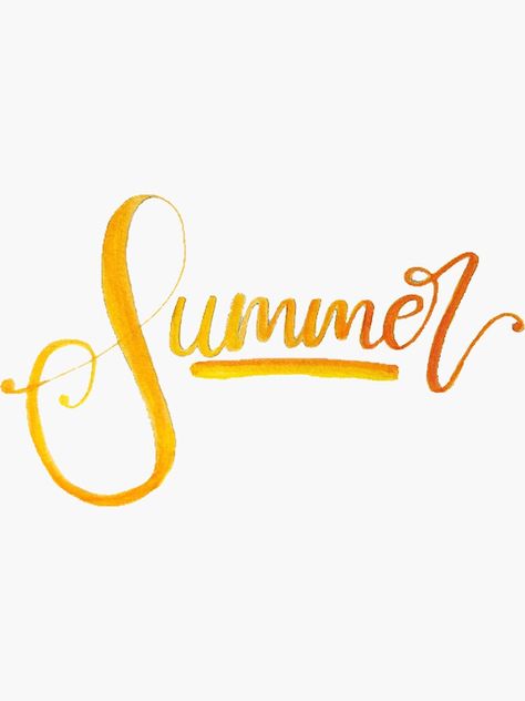 "Summer calligraphy quote" Sticker by frankiem4 | Redbubble Summer Calligraphy Hand Lettering, Summer In Cursive, Laptop Widgets, Summer Quotes Aesthetic, Summer Fonts, Basket Painting, Summer Chalkboard Art, Summer Lettering, Summer Calligraphy