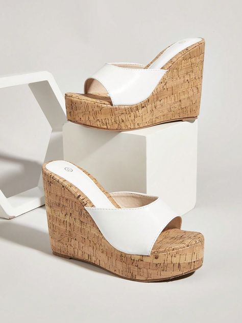 Cork Wedges, Comfortable Wedges, Strap Wedge, Heel Slippers, Platform Wedge Sandals, Shoe Lover, White Collar, Wide Straps, Slide Sandals