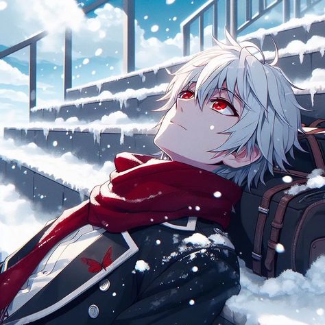 White Hair And Red Eyes, White Hair Red Eyes, Red Eyes Anime, Deku Vigilante, Boyfriend Anime, Boy With White Hair, Oc Boy, Long White Hair, Anime Guy