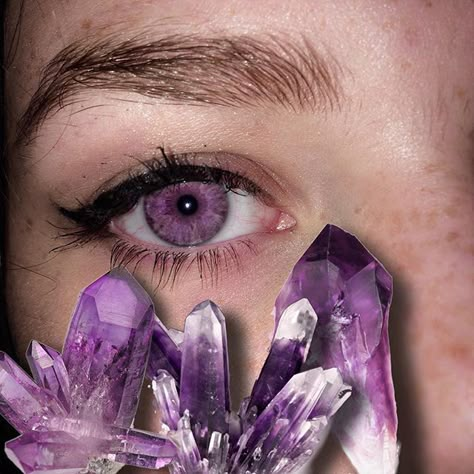 Purple eye crystal by @finding_immunity on Instagram Lilac Eyes Aesthetic, Violet Eyes Aesthetic, Eyes Aesthetic Art, Purple Eyes Aesthetic, Black Hair Purple Eyes, Lilac Eyes, Lavender Eyes, Lilac Eye, Rare Eye Colors