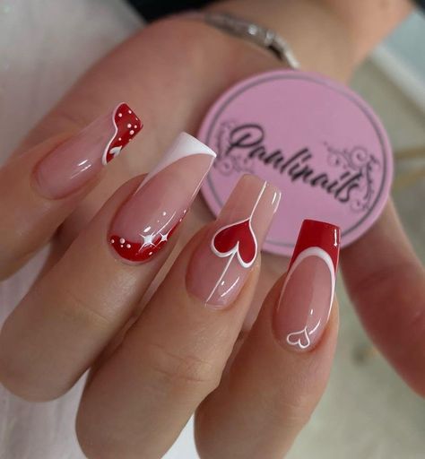 Nails Yellow, Valentine Nail Art, February Nails, Valentine Nails, Fancy Nails Designs, Nail Designs Valentines, Work Nails, Her Nails, Pink Acrylic Nails