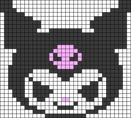 Kuromi Grid Art, Kuromi Crochet Grid, Pixel Art Pattern Kuromi, Perler Bead Patterns Kuromi, Kuromi Bead Pattern, Kuromi Grid Pattern, 29x29 Pixel Art, Kuromi Kandi Pattern, Kuromi Pixel Art Grid