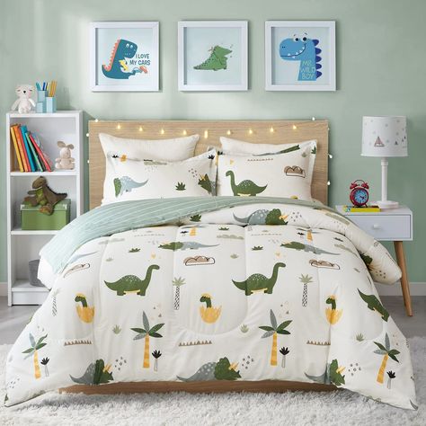 PRICES MAY VARY. 🦕TWIN Size is a 3-Piece Set and contains One Comforter(68"x88") and Two Shams(20"x26"). If you want a comforter that drapes to the floor, you may choose a larger size. 🦖HIGH QUALITY MATERIAL- Made of luxurious high density 800TC cotton, filling WHOLE-PIECE microfiber, very soft n cozy, let your kids have a heavenly sleeping experience. Cotton fabric is more skin-friendly and breathable than other cloth, it’s cool to the touch and very absorbent, perfect for all season, especia Dinosaur Bedroom, Mellow Colors, Kids Comforters, Cotton Comforter Set, Dinosaur Room, Cotton Quilt Set, Bedding Comforter, Cotton Comforters, Quilted Bedspreads