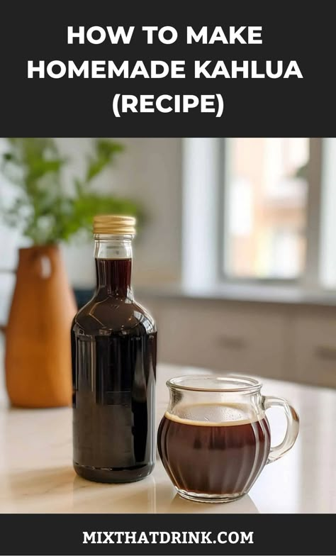 Create delicious homemade liqueurs for a rewarding experience! Give this DIY Kahlua recipe a try - it's simple to make and easily customizable to suit your taste preferences. Start your crafting journey today! Homemade Kahlua With Rum, Homemade Kahlua Recipe With Everclear, Homemade Kahlua Recipe With Vodka, Home Made Kahlua Recipes, Khalua Baileys Recipes, Kalua Turkey Recipe, Homemade Kaluah, Homemade Kahlua Recipe, Homemade Booze