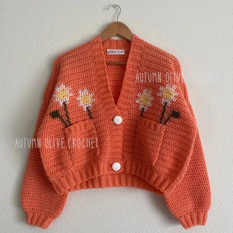 Cute Crochet Cardigan, Crochet Logo, Diy Crochet Cardigan, Crochet Cardigan Tutorial, Autumn Olive, Denver Fashion, Summer Outfits For Teens, Fabric Buttons, Colored Cardigans