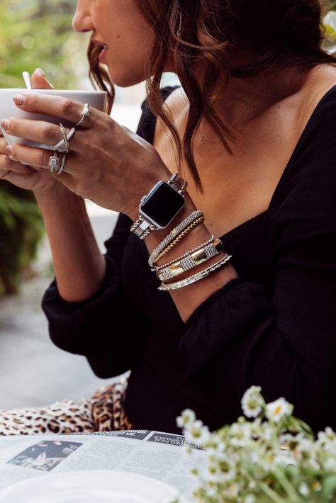 Shalice Noel wearing LAGOS Smart Caviar fine jewelry bracelet for the Apple Watch. #watchbracelet #lagosjewelry #finejewelry Apple Watch Bands Fashion, Lagos Jewelry, Apple Watch Fashion, Apple Watch Bands Women, Apple Watch Bracelets, Apple Watch Accessories, Fine Jewelry Bracelets, Apple Watch Strap, Jewelry Bracelet