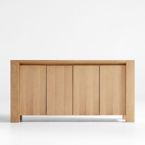 Terra Natural Oak Sideboard + Reviews | Crate & Barrel | Crate & Barrel Flat Front Door, White Oak Sideboard, Oak Storage Bench, Solid Wood Sideboard, White Oak Wood, Oak Sideboard, Crate Storage, Wood Sideboard, Solid Wood Dining Table