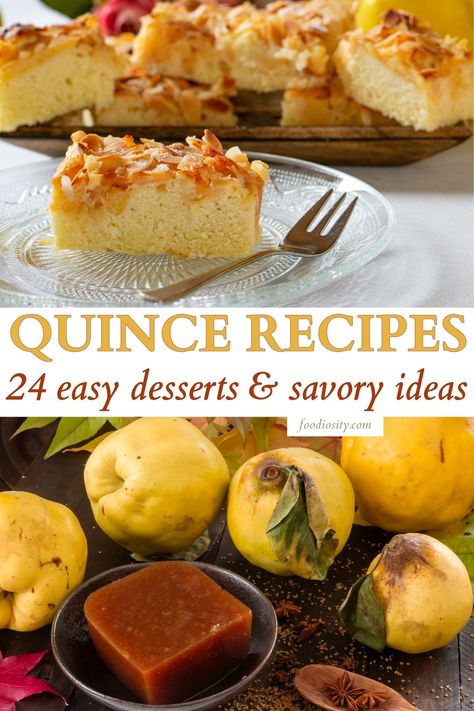 Quince Recipes Desserts, Quince Fruit Recipes, Quince Food Ideas, Quince Desserts, Red Wine Dessert, Quince Food, Quince Recipes, Lemon Blueberry Bundt Cake, Quince Jelly