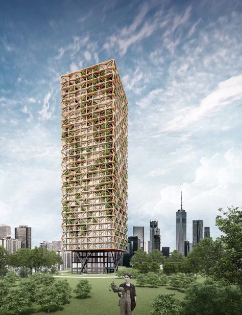 Wood Skyscraper, Timber Skyscraper, Wooden Skyscraper, Seismic Design, Floating Architecture, Architecture Presentation Board, Architecture Magazine, Architectural Competition, Architecture Concept Diagram