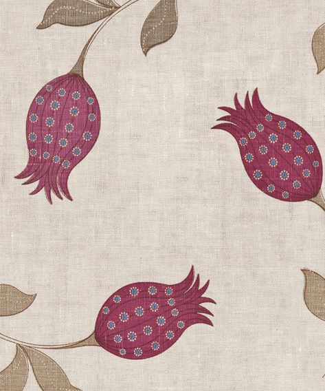 Product Name: Petite Tulipe 1005-3 | Color: Magenta & Teal / Champignon | Composition: 100% Pure Flax. Click to view more colorways. Mughal Art Paintings, Big Wall Art, Textile Prints Design, Linen Fabrics, Handwork Embroidery Design, Traditional Paintings, Textile Prints, Fabric Painting, Surface Design