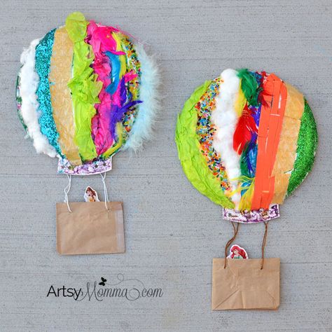 Hot Air Balloon Craft, Hot Air Balloons Art, Sensory Crafts, Sensory Art, Balloon Crafts, 5 Senses, Paper Plate Crafts, Plate Crafts