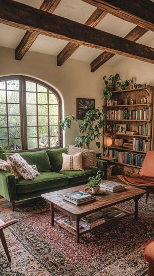 Older Living Room Ideas, Cute Earthy Living Room, Decorating Ideas For The Home Colorful, Pnw Apartment Aesthetic, Cozy Living Room Cottagecore, Romantic Rustic Living Room, Mixed Textiles Living Room, Cottagecore Aesthetic Living Room Fairy, Cozy Chic Interior Design