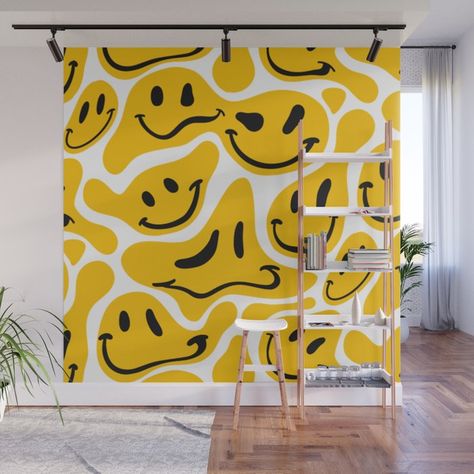 Cool Wall Paintings Bedrooms, Lava Lamp Wall Mural, Trippy Accent Wall, Groovy Wall Painting, Funky Mural Ideas, Thing To Paint On Your Wall, Fun Colorful Paintings, Accent Mural Wall, Cute Murals Wall Art