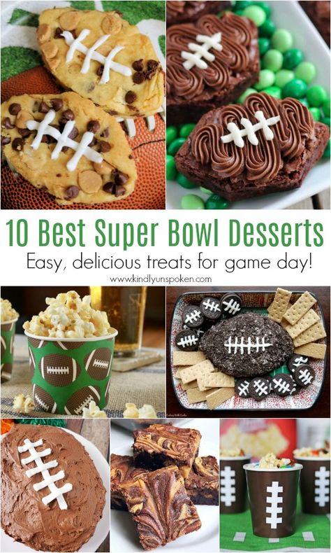 10 Best Super Bowl Desserts | Need food recipe ideas that everyone will love to eat at your next Super Bowl party? Check out my roundup of the 65 Best Super Bowl Party Food Recipes including easy and delicious appetizers, wings, dips, snacks, desserts, and more! #superbowl #partyfood #superbowlfood Super Bowl Desserts Easy, Football Desserts Easy, Super Bowl Desserts, Best Super Bowl Recipes, Bowl Desserts, Football Desserts, Super Bowl Food Easy, Best Superbowl Food, Super Bowl Party Food