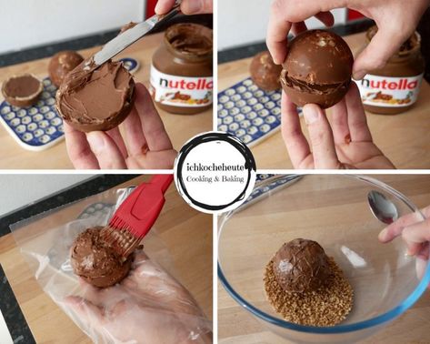 Homemade Giant Kinder Joy | ichkocheheute.de Baking Videos, Surprise Egg, Chocolate Nutella, Xmas Food, Chocolate Eggs, Other Recipes, Melting Chocolate, Chocolate Cookie, Hazelnut