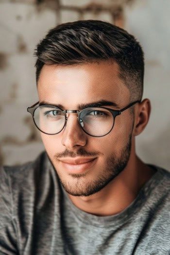 Wavy Short Hairstyles Men, Haircuts That Look Good With Glasses, Crew Haircut Men, Haircuts For Glasses, Mens Crew Cut, Glasses Haircut, Long Crew Cut, Modern Mens Haircuts, Hairstyle Change