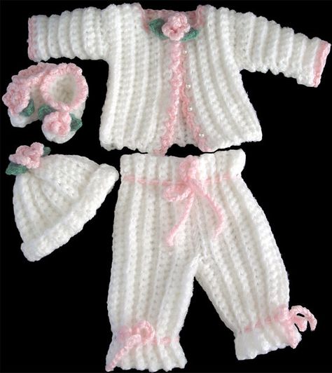 Rosella Baby Layette Crochet Pattern PDF Romper Pattern Free, Baby Romper Pattern Free, Crochet Baby Pants, Preemie Crochet, Baby Puffs, Baby Romper Pattern, Pull Bebe, Baby Layette, Knitted Baby Clothes