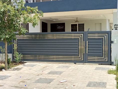 Main Gate Design Modern Entrance, Front Gate Design Modern Steel, Bay Window Designs, Outdoor Curtain Ideas, Simple Main Gate Design, Windows Grill Design, Modern Iron Gate Designs, Modern Front Gate Design, Modern Bay Window