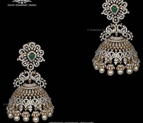 Dimond Jumkis, Diamond Jimikki, Buttalu Earrings, Diamond Jumkas, Diamond Buttalu, Diamond Ear Rings, Ear Rings For Women, Diamond Jhumkas, Baby Jewellery