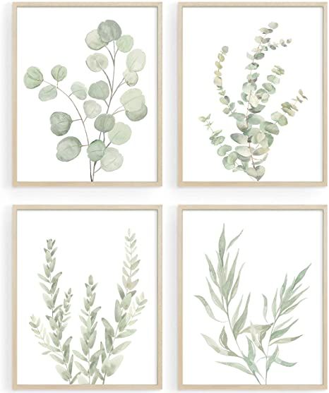 Botanical Bathroom, Bathroom Wall Decor Art, Boho Bathroom Decor, Sage Green Bedroom, Feuille Eucalyptus, Plant Wall Decor, Leaves Watercolor, Sage Green Walls, Cat Air