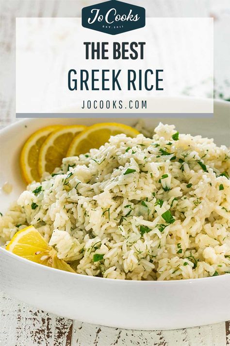 Greek Rice Pilaf, Chicken Souvlaki Recipe, Greek Rice, Souvlaki Recipe, Rice Side Dish Recipes, Greek Dinners, Chicken Souvlaki, Jo Cooks, Rice Side