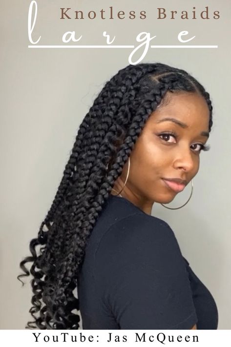 Big Curly Box Braids, Large Box Braids Curly Ends, Knotless Box Braids Large Short, Large Curly Knotless Braids, Curly Jumbo Braids, Short Jumbo Goddess Braids, Jumbo Knotless Curly Ends, Big Short Knotless Box Braids, Medium Jumbo Knotless Box Braids With Curls