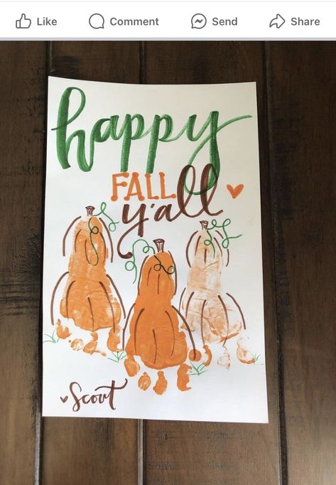 Fall Classroom Ideas Infants, Kids Fall Handprint Art, Infant Crafts Daycare September, Baby Footprint Crafts Fall, Fall Baby Feet Crafts, Welcome Fall Crafts For Toddlers, Footprint Pumpkin Craft, Fall Painting Ideas For Toddlers, October Crafts For Babies