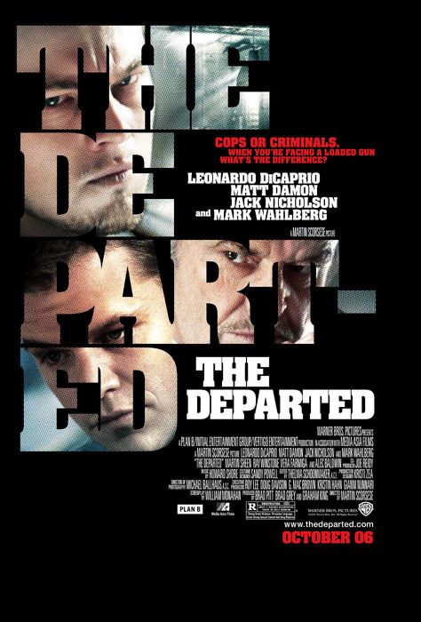 "The Departed" movie poster, 2006. Donnie Brasco, Little Dorrit, Zombie Land, Martin Sheen, Ingmar Bergman, The Departed, Movies Worth Watching, I Love Cinema, Matt Damon