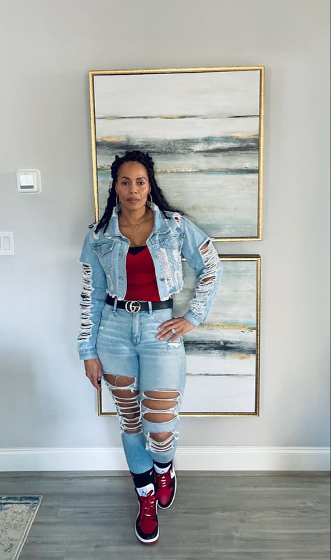 Jordans And Jeans Outfits Women, Denim And Dunks Outfit, Heritage Jordan 1 Outfit, Jordan 1 And Dress Outfit, Air Jordan 1 Outfit Women Jeans, Jeans And Jordans Outfit Women, Dress With Jordan 1 Outfit, Outfit With Jordans For Women, Jordan 1 Outfit Women Baddie