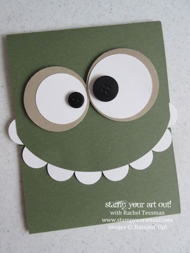 I have a feeling I've Pinned this somewhere, but it's too cute not to make sure I have it. Punch Art Cards, Monster Cards, Bday Cards, Boy Cards, Kraf Diy, Kids Birthday Cards, Birthday Cards Diy, Punch Cards, E Card