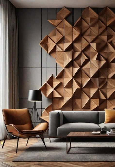 Tile In Living Room Wall, Textured Wall Interior Design, Feature Walls With Wood, Vinyl Wall Paneling, Architectural Wall Design, Mixed Texture Living Room, Raised Wall Paneling, Flamboyant Interior Design, Textured Walls For Living Room