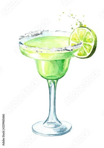 Stock Image: Glass of  Classics Margarita cocktail with lime and salt. Watercolor hand drawn illustration, isolated on white background Fresh Margarita, Cocktail Illustration, Food Artwork, Margarita Cocktail, Cocktail Art, Food Painting, Food Drawing, Food Illustrations, Graphic Design Art