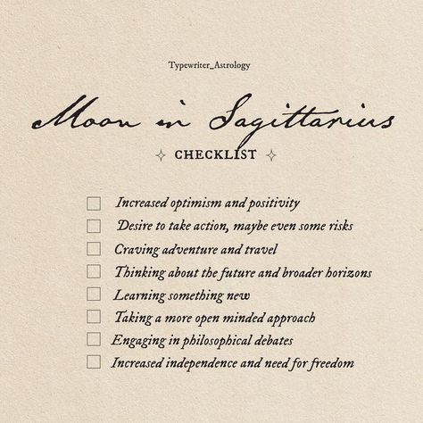 Typewriter Astrology on Instagram: "The moon is in Sagittarius until Wednesday ☁️ #typewriterastrology #astrology #zodiac #sagittarius #mooninsagittarius #sagittariusmoon #moonsign #moonsigns #ariesmoon #taurusmoon#geminimoon #cancermoon #leomoon #virgomoon #libramoon#scorpiomoon #sagittariusmoon #capricornmoon #aquariusmoon #piscesmoon" Saggitarius Moon Woman, Moon In Sagittarius Aesthetic, Moon In Sagittarius Woman, Sagittarius Moon Aesthetic, Typewriter Astrology, Sagittarius Midheaven, Silly Personality, Sag Moon, Sagittarius Moon Sign