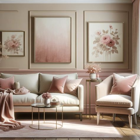 dusty rose and beige living room Pink Beige Living Room, Dusty Pink Living Room, Painted Living Room, Purple Accent Chair, Beige Living Room, Beige Room, Cream Living Rooms, Trending Colors, Beige Living Rooms