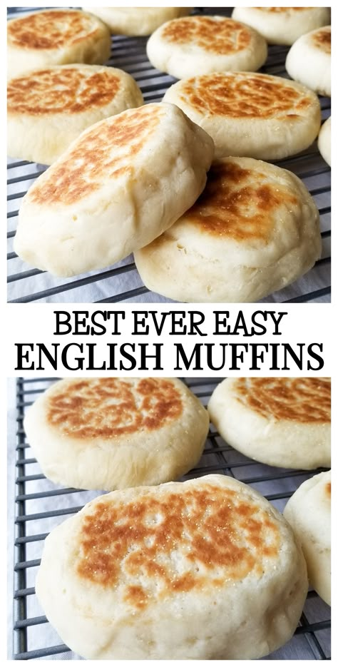 Easy English Muffins, Muffins With Butter, English Muffin Recipe, English Muffin Bread, English Muffin Recipes, Homemade English Muffins, Homemade Bread Recipes Easy, Muffin Bread, English Muffins