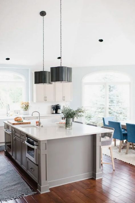 12 Best Kitchen Color Ideas for 2024, According to Pros | The Kitchn Gray Kitchen Island, Kitchen Color Ideas, Best Kitchen Colors, Kitchen Island With Sink, Navy Kitchen, Grey Kitchen Island, Gray Kitchen, Hill Interiors, All White Kitchen