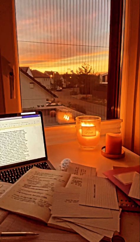 Study Motivation Aesthetic Fall, September Study Aesthetic, Candle Study Aesthetic, Study Aesthetic Orange, Early Study Aesthetic, Orange Study Aesthetic, Candles Studying, Fall Study Aesthetic, Fall Studying